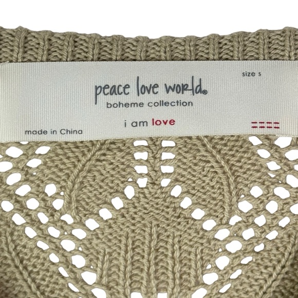 Peace Love World Boheme Open Stitch Sweater Color Oat Relaxed Soft Women's Small - Picture 8 of 11